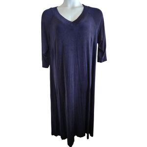 Coldwater Creek Blue Stretch V Neck 3/4 Sleeve Maxi Dress Womens Plus Size 2X